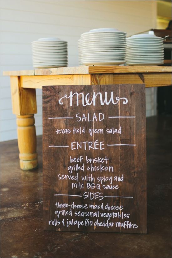 wooden menu sign